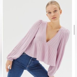 Urban Outfitters Prairie Ribbed Babydoll Top